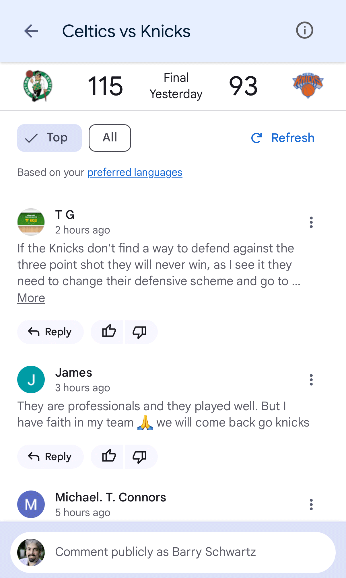 Google Search Discussions Beta Comments